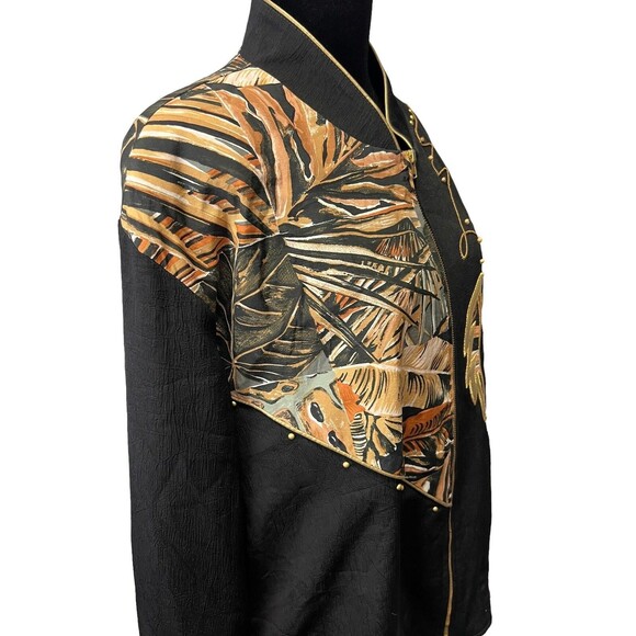 Vintage Nancy Bolen Women’s Embroidered Blazer Jacket Monstera Plant Print Sz 14 - Picture 4 of 16